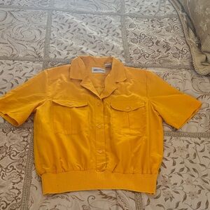 Vintage Yellow Button-Up Women's Top